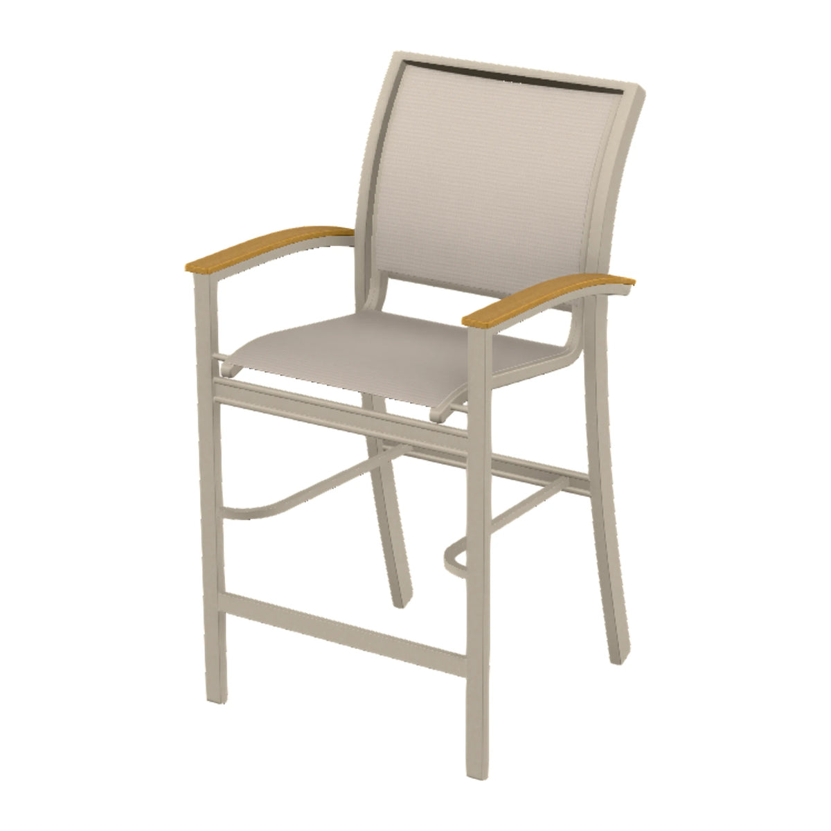 Bazza Sling Bar Chair — Desert Sand PC / Teak Accents