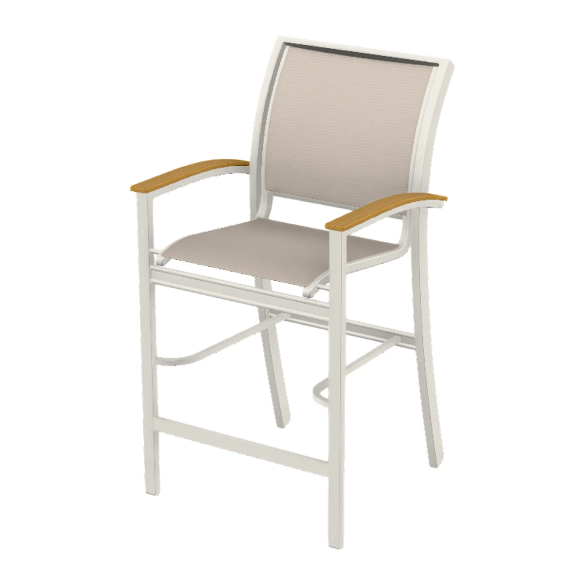 Bazza Sling Bar Chair — Snow PC / Teak Accents