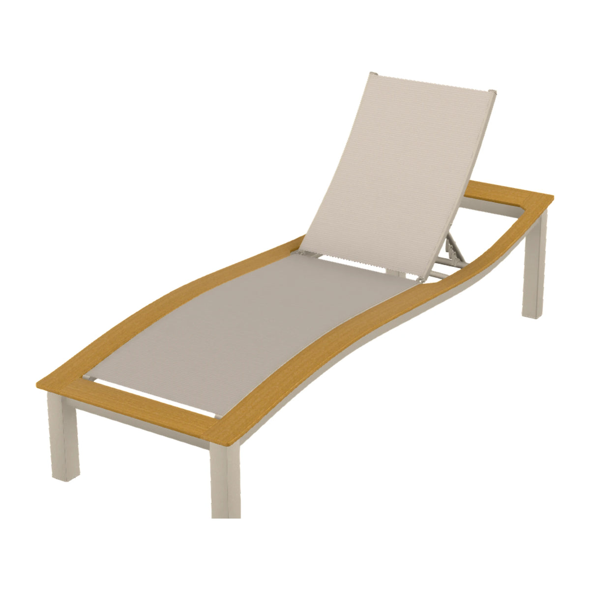 Bazza Sling Armless Chaise — Desert Sand PC / Teak Accents