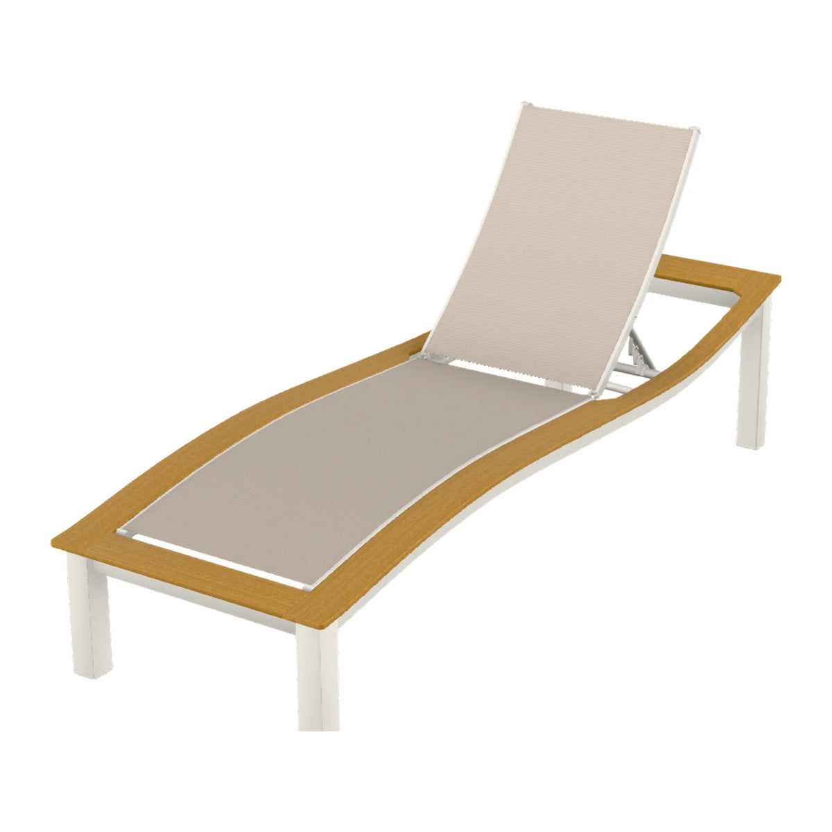 Bazza Sling Armless Chaise — Snow PC / Teak Accents