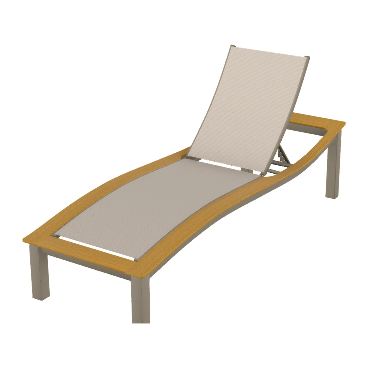 Bazza Sling Armless Chaise — Storm PC / Teak Accents