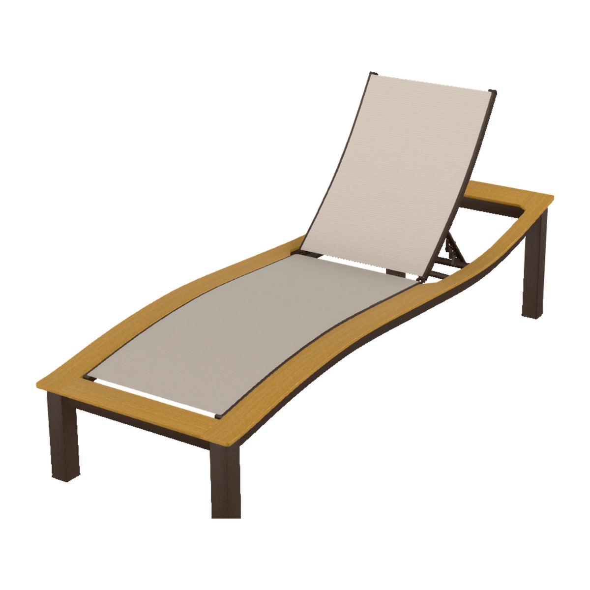 Bazza Sling Armless Chaise — Kona PC / Teak Accents