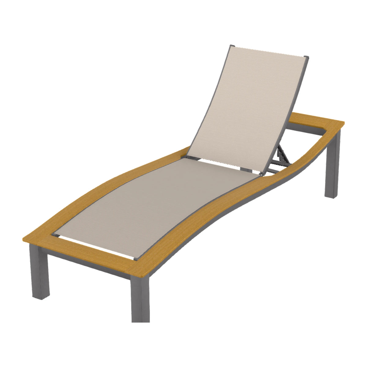 Bazza Sling Armless Chaise — Graphite Txt PC / Teak Accents