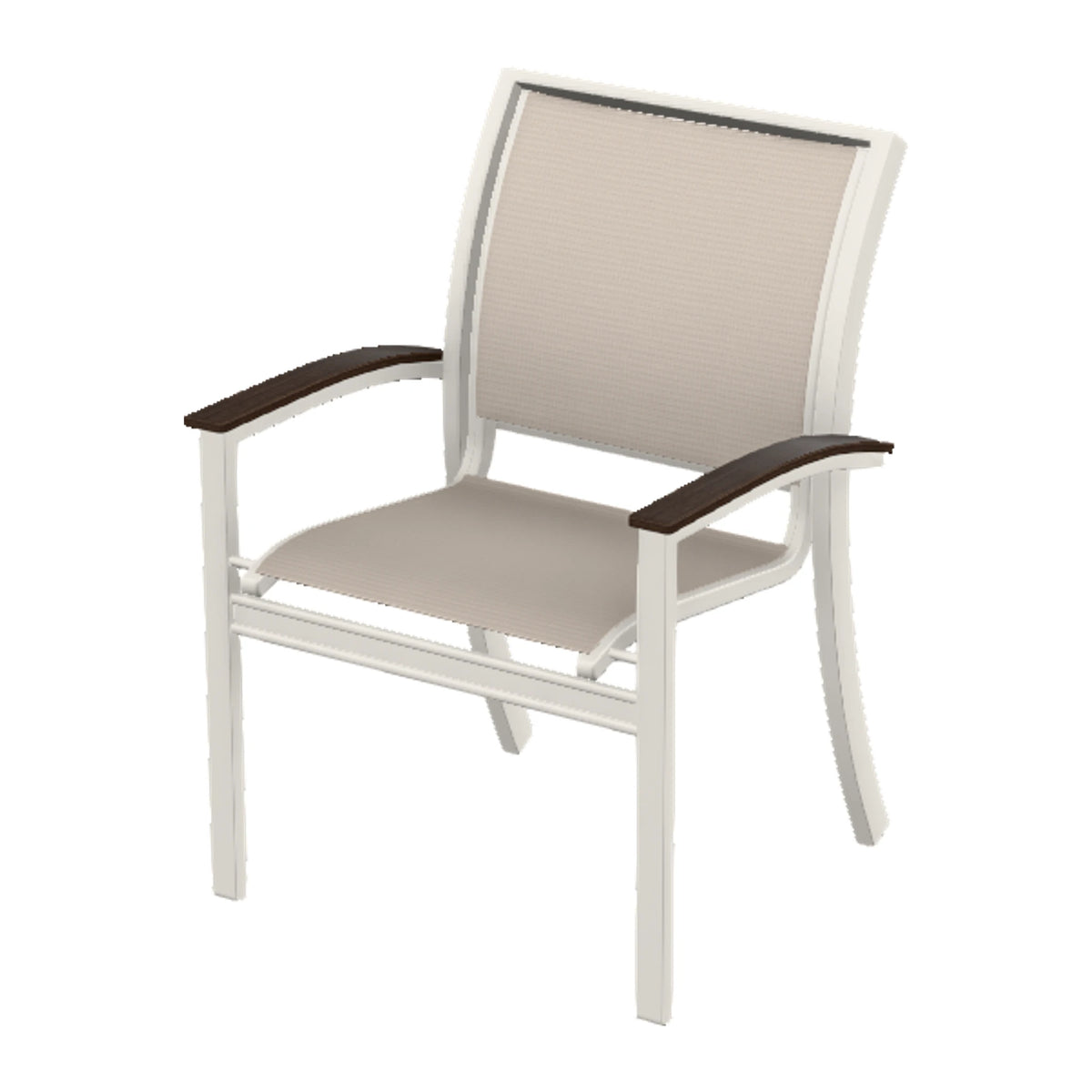 Bazza Sling Stacking Dining Chair — Snow PC / Chestnut Accents