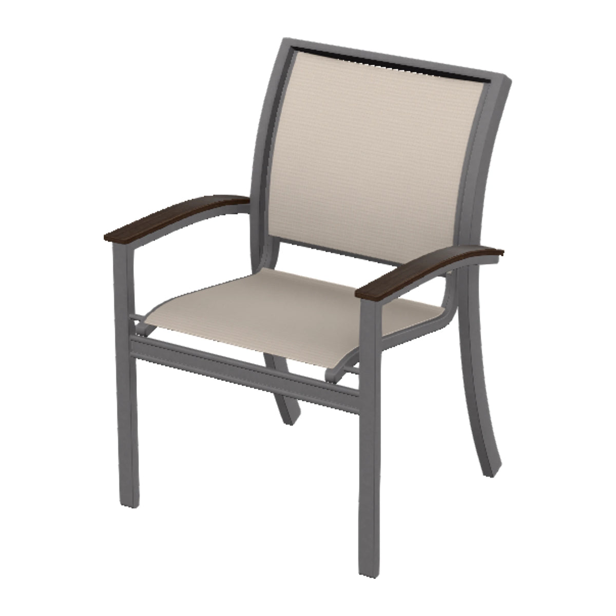 Bazza Sling Stacking Dining Chair — Graphite Txt PC / Chestnut Accents
