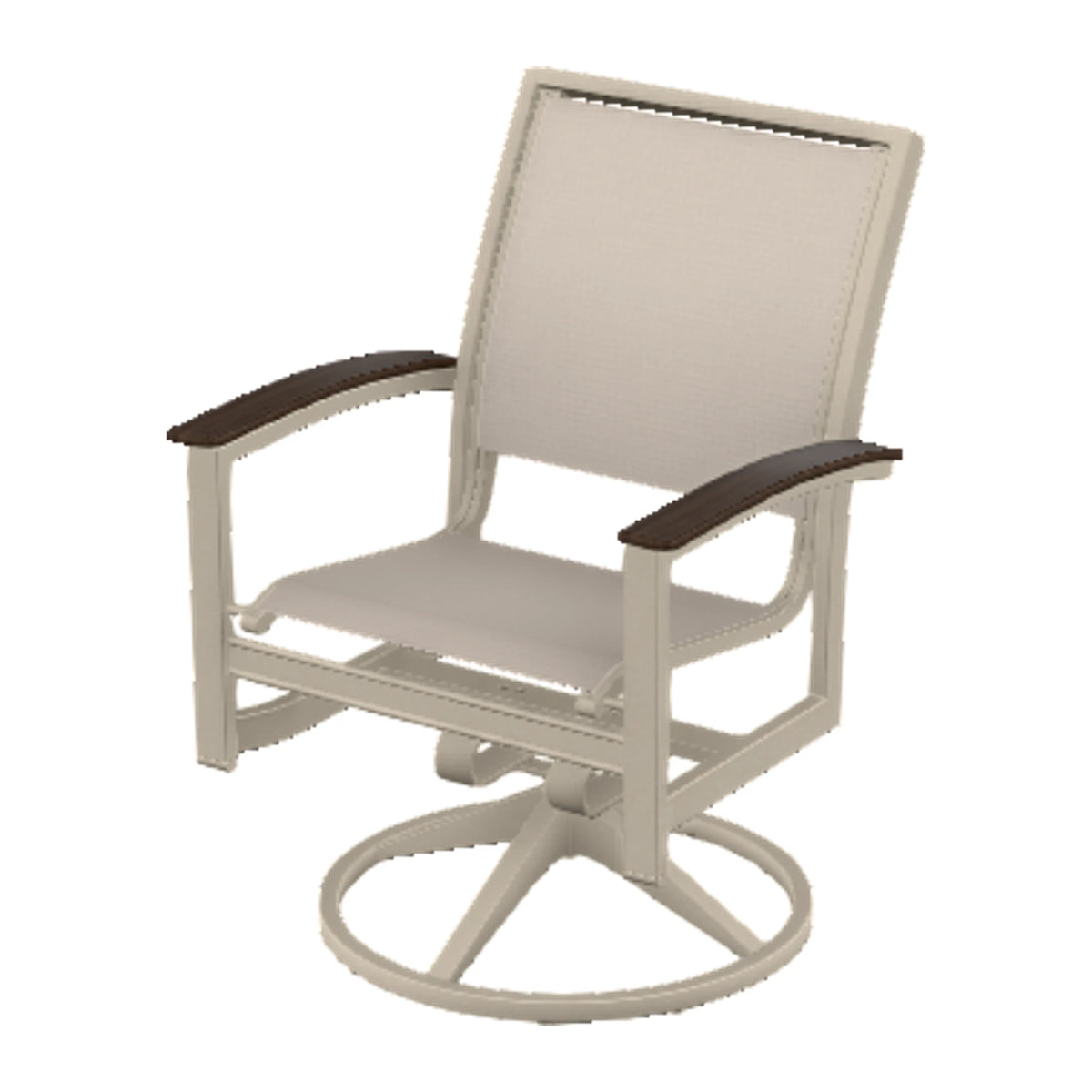 Bazza Sling Swivel Rocker Dining Chair — Desert Sand PC / Chestnut Accents