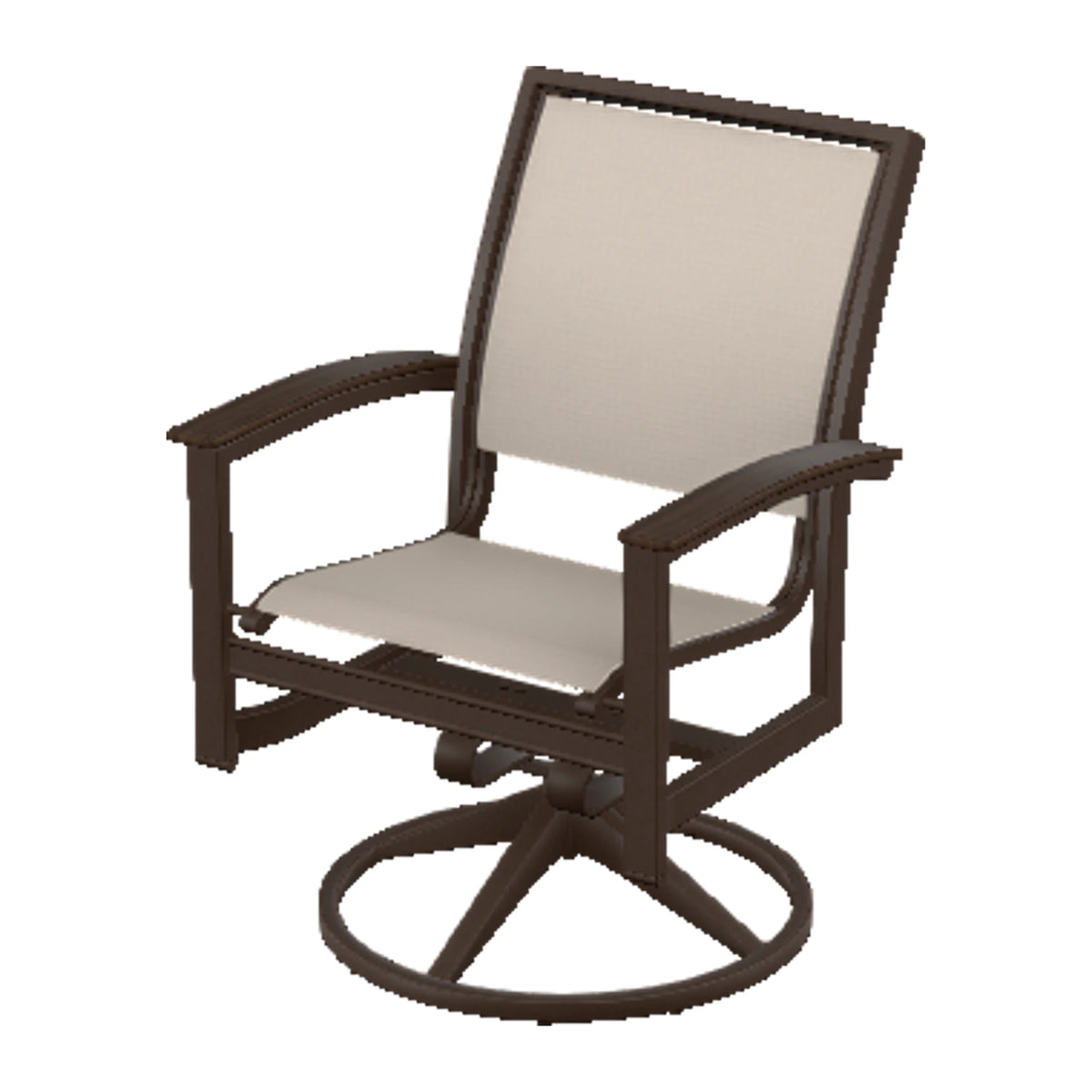 Bazza Sling Swivel Rocker Dining Chair — Kona PC / Chestnut Accents