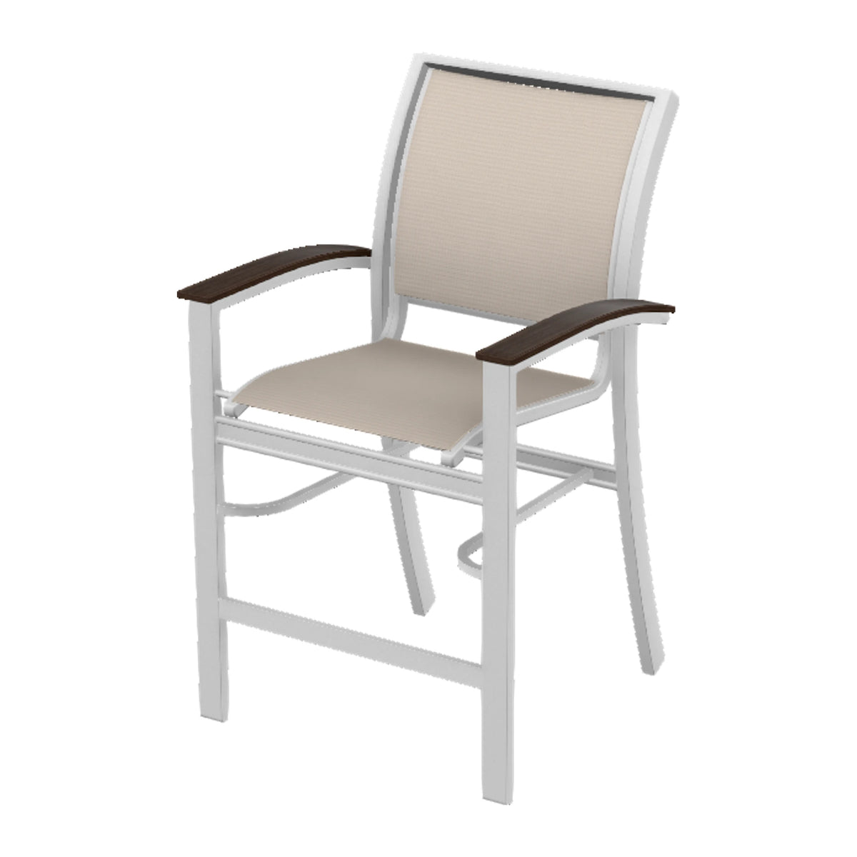Bazza Sling Balcony Chair — White Txt PC / Chestnut Accents