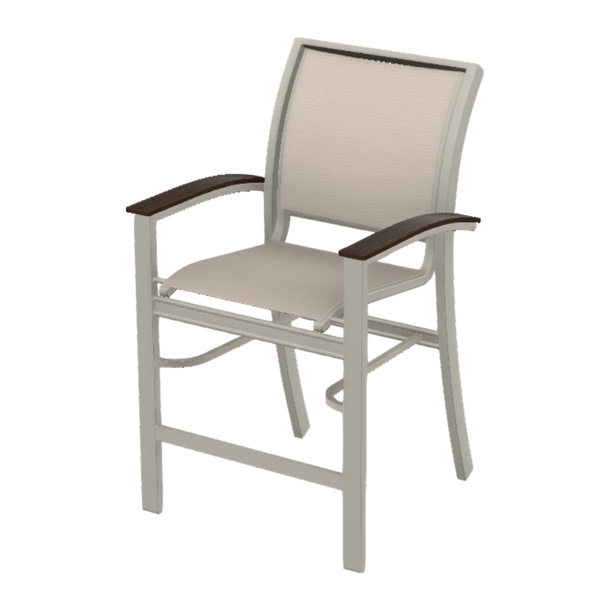 Bazza Sling Balcony Chair — Warm Grey PC / Chestnut Accents