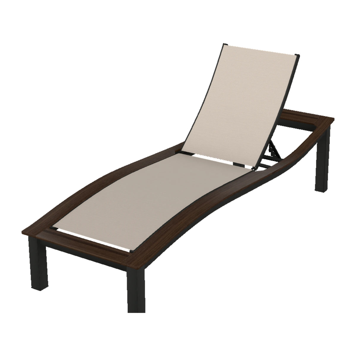 Bazza Sling Armless Chaise — Black PC / Chestnut Accents