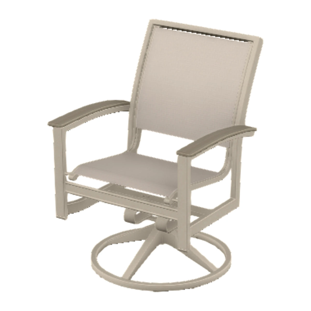Bazza Sling Swivel Rocker Dining Chair — Desert Sand PC / Weathered Wood Accent