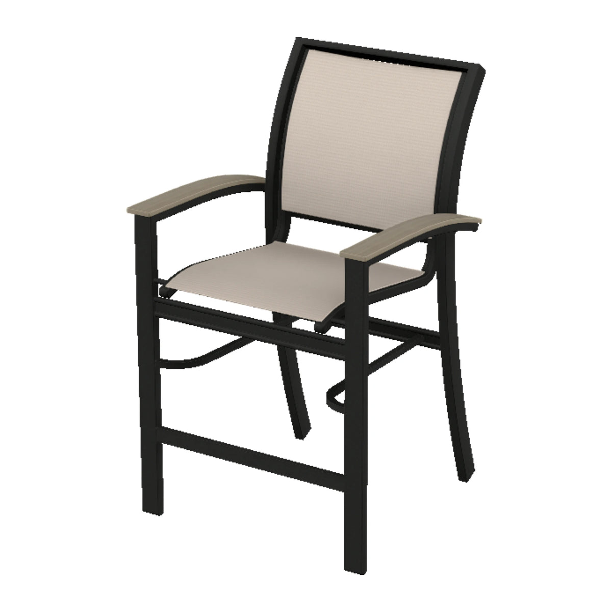 Bazza Sling Balcony Chair — Black PC / Weathered Wood Accent