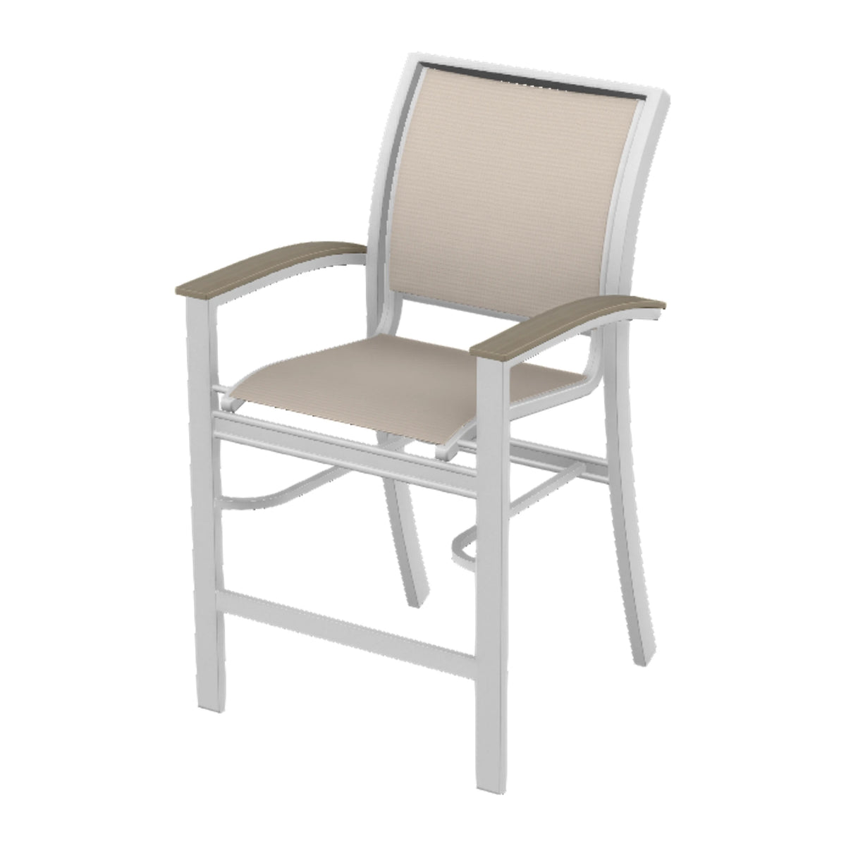Bazza Sling Balcony Chair — White Txt PC / Weathered Wood Accent