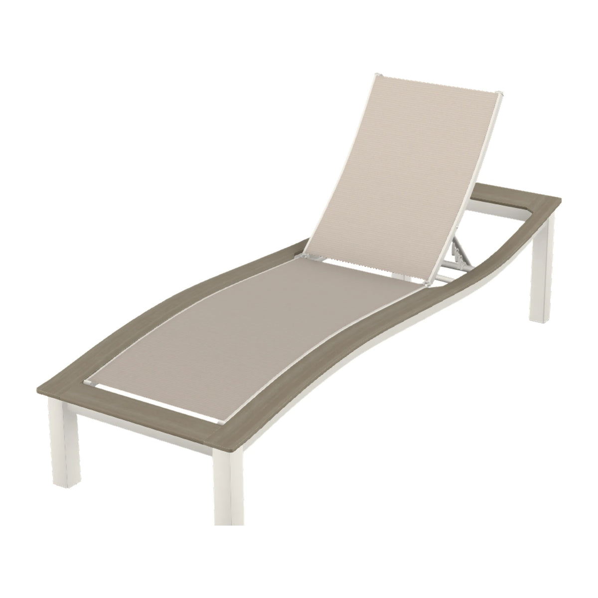 Bazza Sling Armless Chaise — Snow PC / Weathered Wood Accent