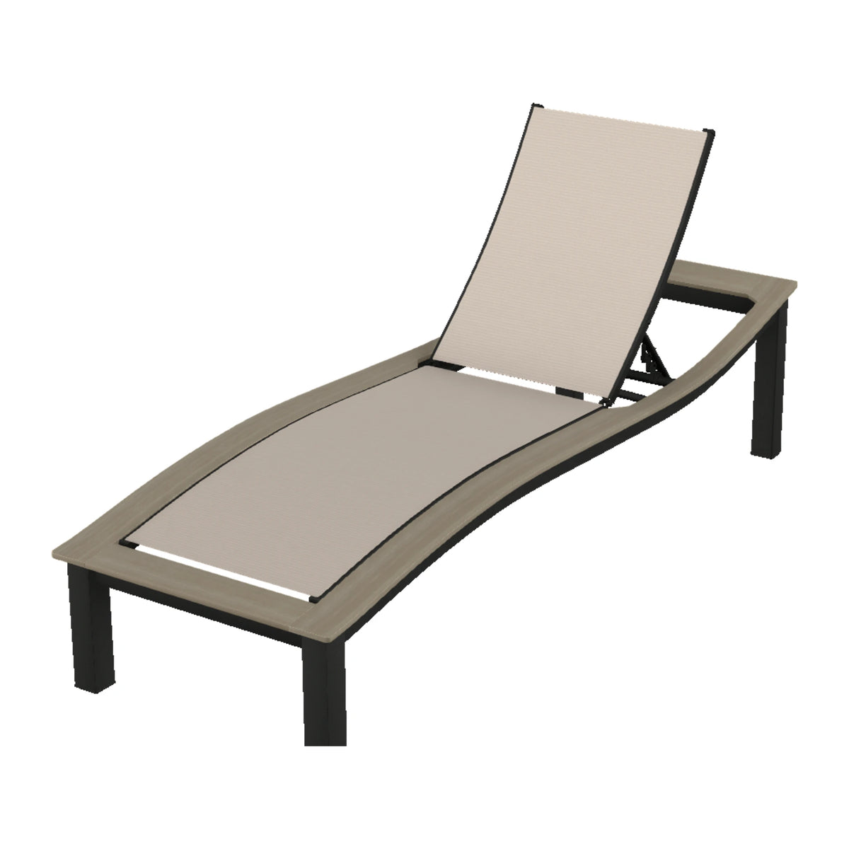 Bazza Sling Armless Chaise — Black PC / Weathered Wood Accent