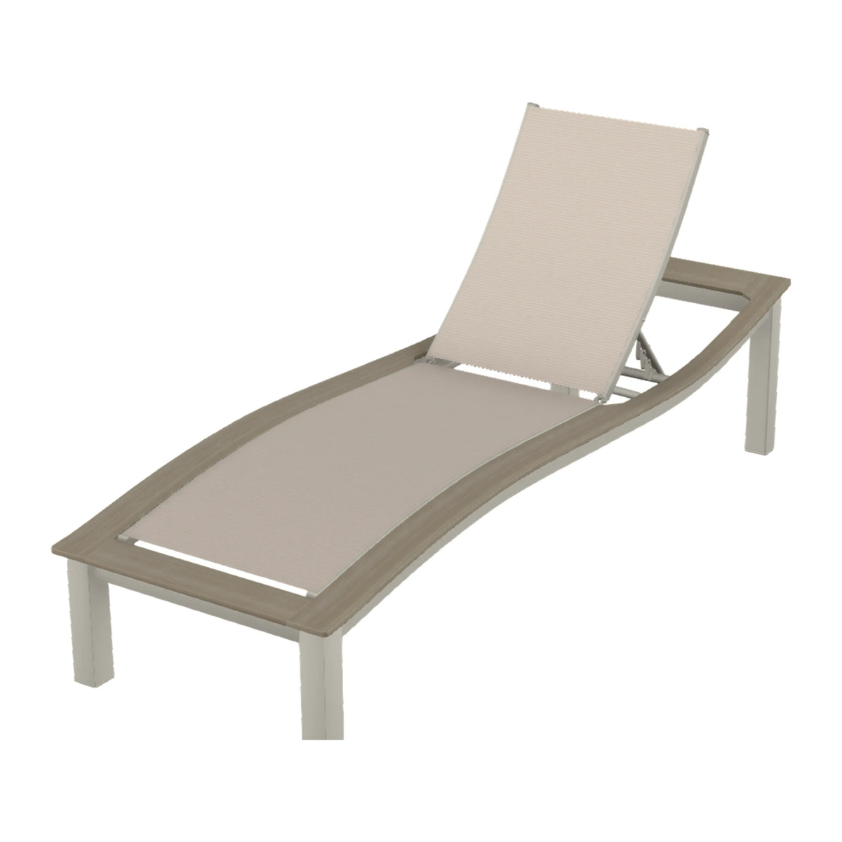 Bazza Sling Armless Chaise — Warm Grey PC / Weathered Wood Accent