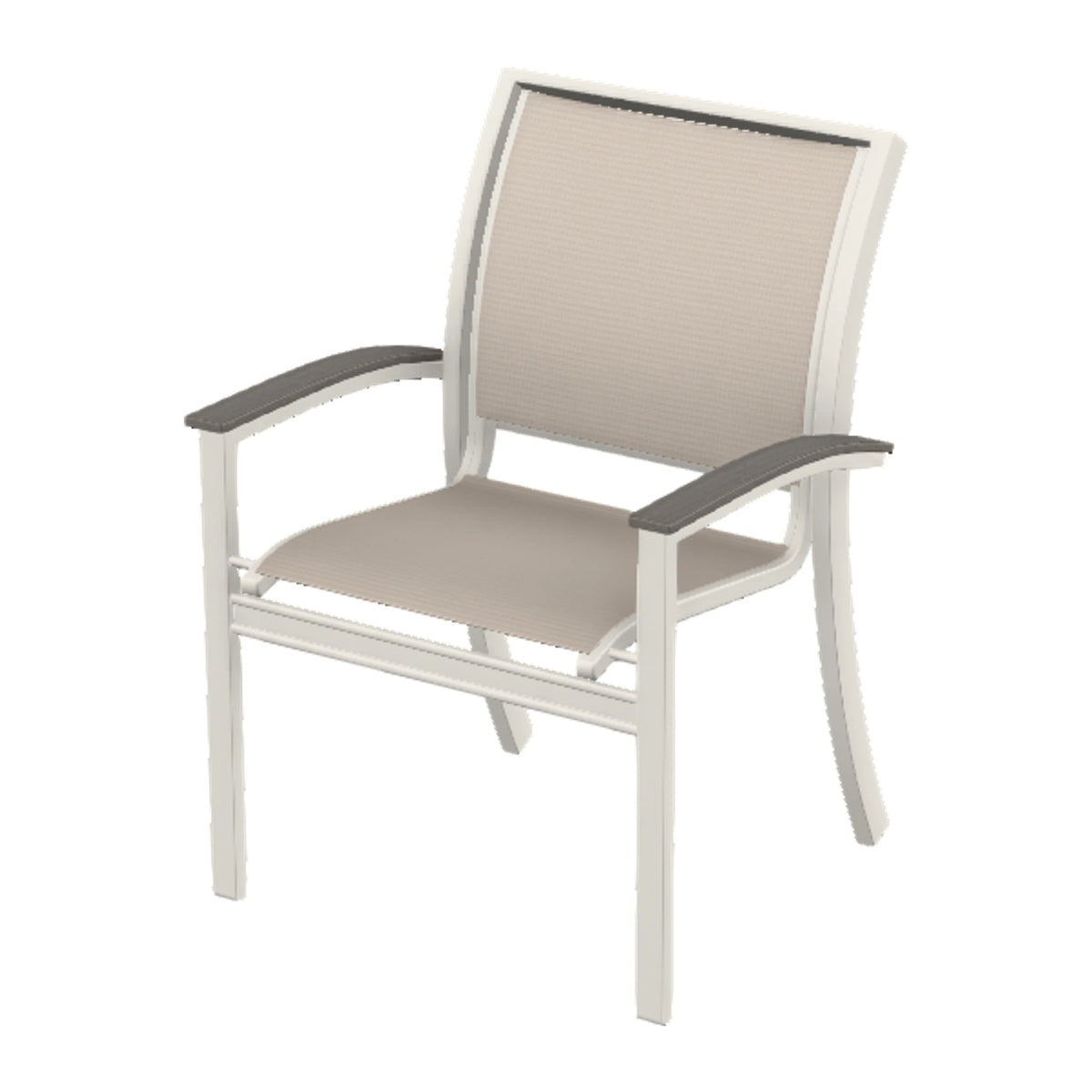 Bazza Sling Stacking Dining Chair — Snow PC / Boardwalk Accents