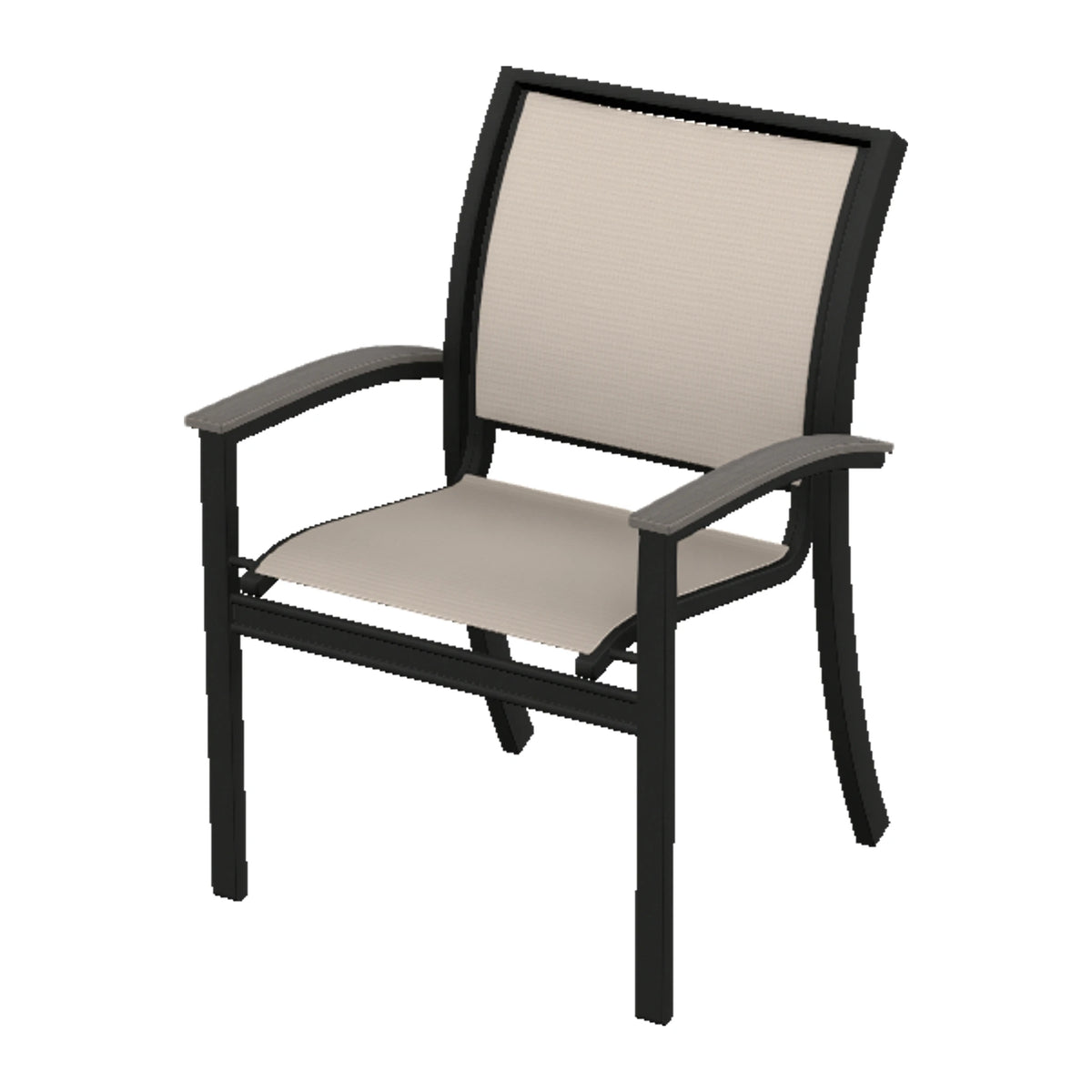 Bazza Sling Stacking Dining Chair — Black PC / Boardwalk Accents