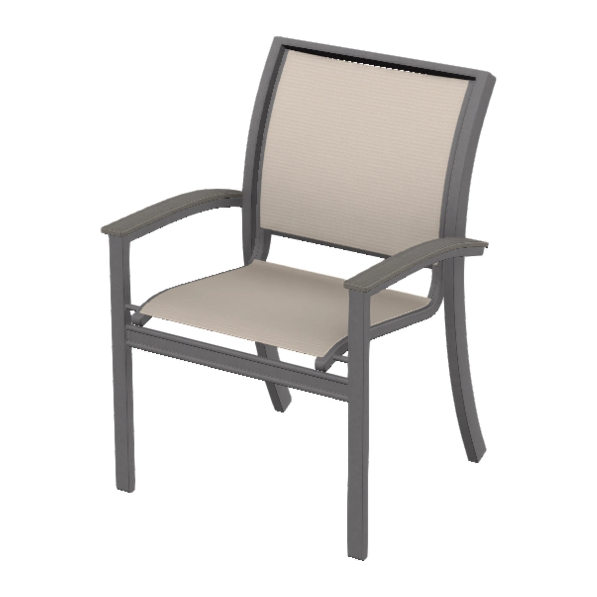 Bazza Sling Stacking Dining Chair — Graphite Txt PC / Boardwalk Accents