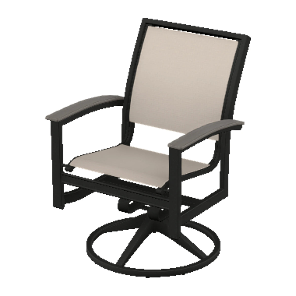 Bazza Sling Swivel Rocker Dining Chair — Black PC / Boardwalk Accents