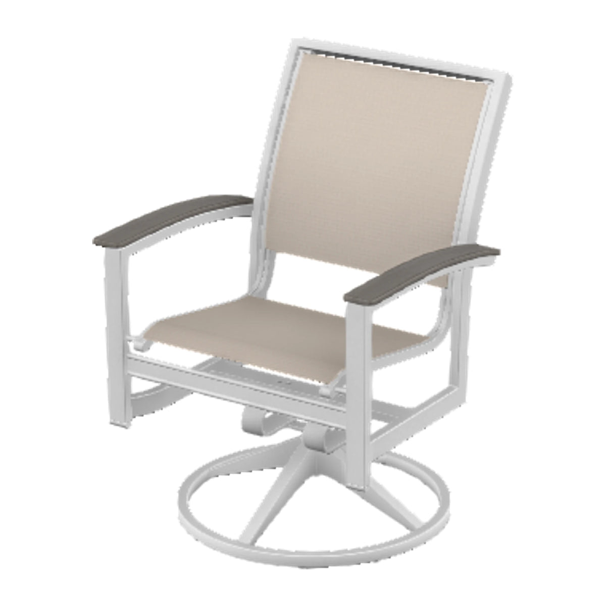 Bazza Sling Swivel Rocker Dining Chair — White Txt PC / Boardwalk Accents