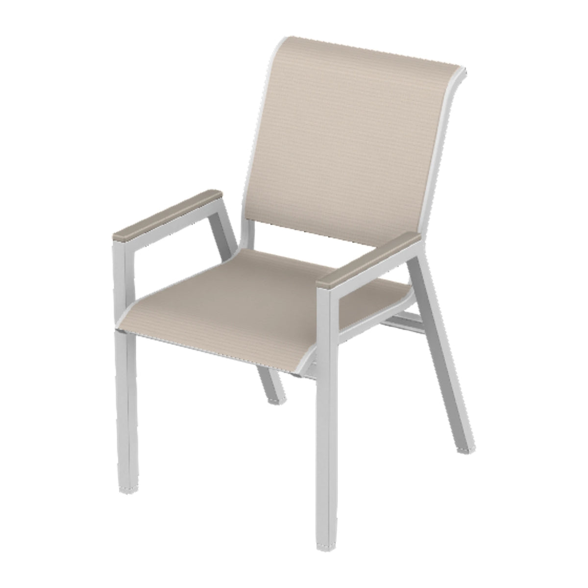 Bazza Sling Bistro Chair — White Txt PC / Warm Grey Accents