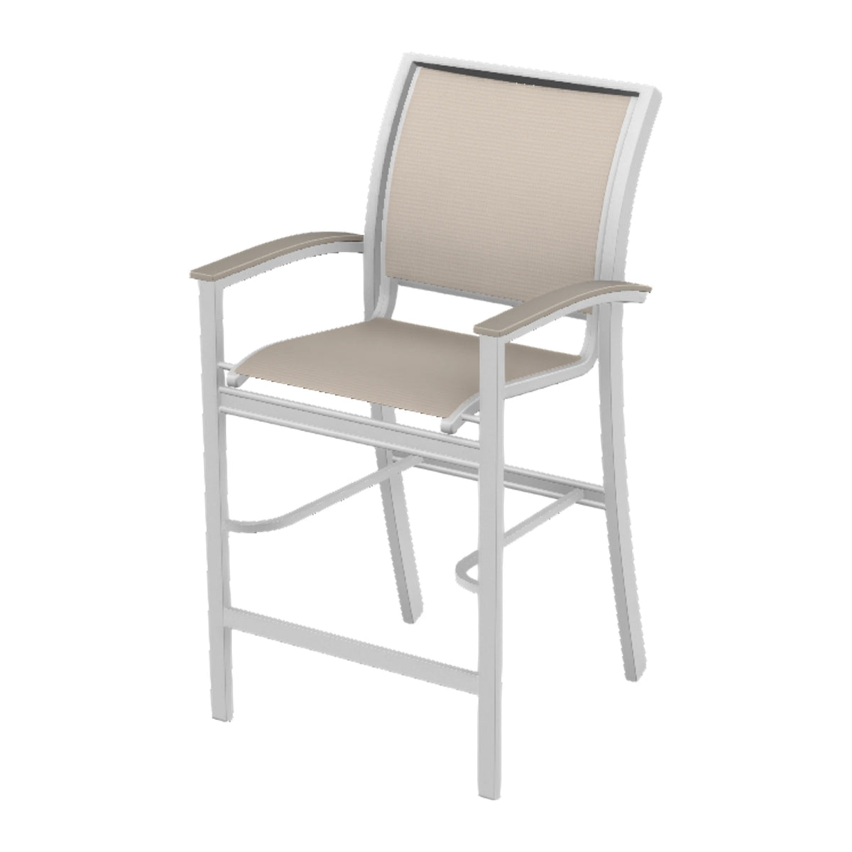 Bazza Sling Bar Chair — White Txt PC / Warm Grey Accents