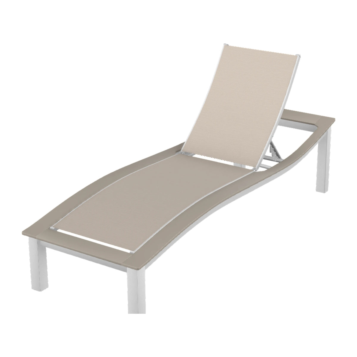 Bazza Sling Armless Chaise — White Txt PC / Warm Grey Accents