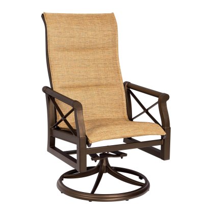 Andover Padded Sling High Back Swivel Rocking Dining Arm Chair