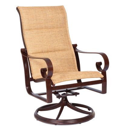Belden Padded Sling High Back Swivel Rocking Dining Arm Chair