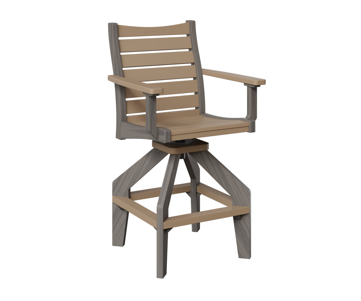 Berlin Gardens Bristol Swivel Bar Chair — Weatherwood / Coastal Gray (WWCG)