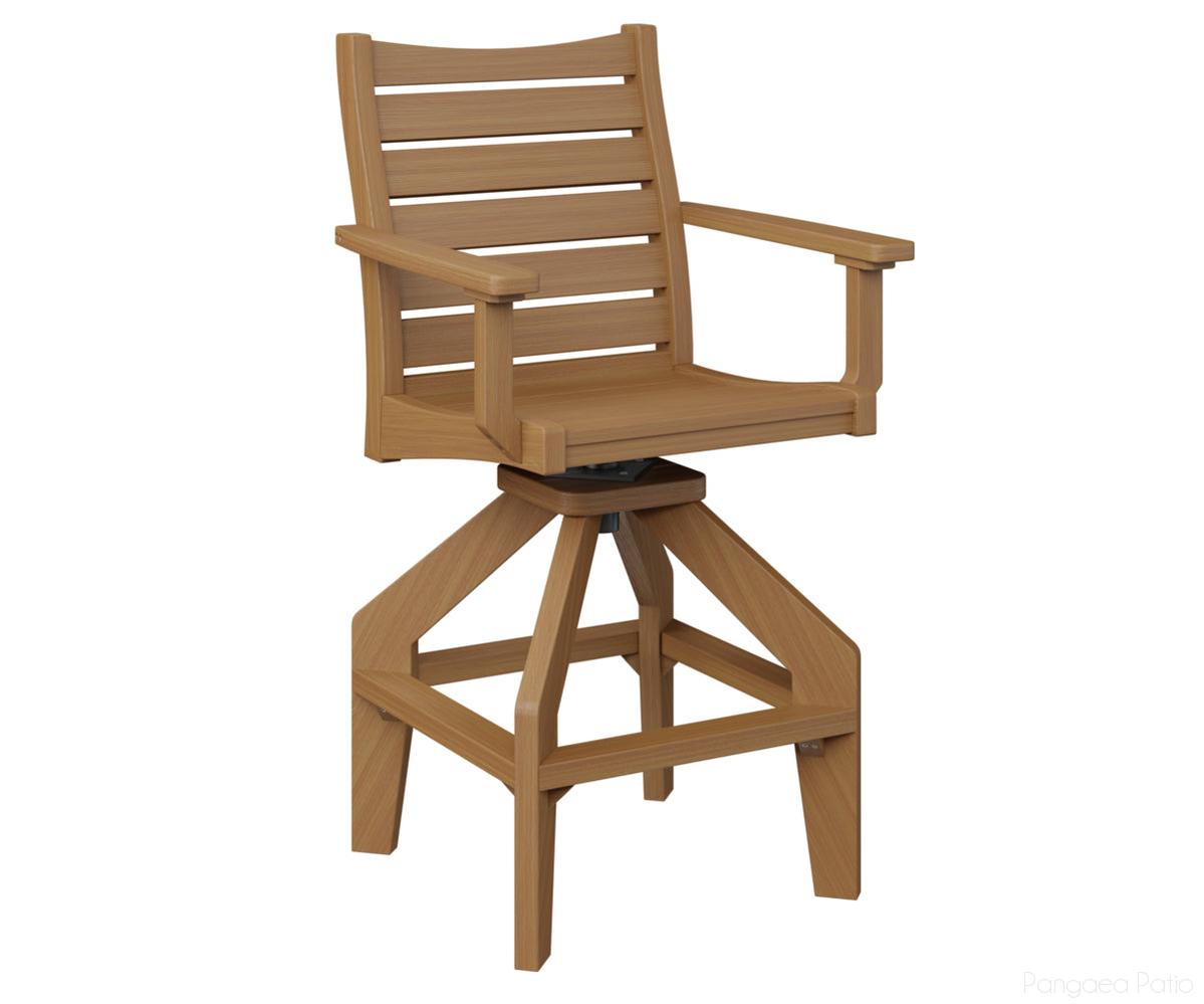 BGBSBC2045NT-Berlin Gardens-Bristol Swivel Bar Chair-Natural Teak BG-Pangaea Patio