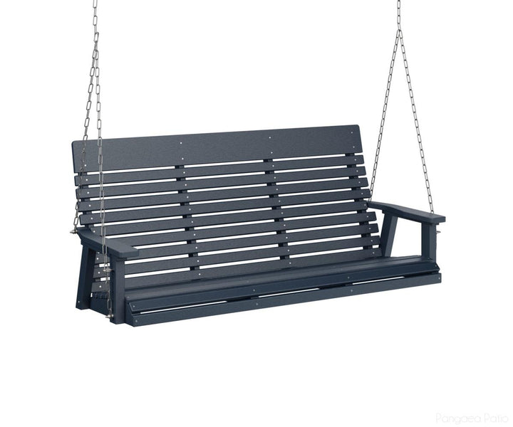 BGPLTS6000NBZC-Berlin Gardens-Casual-Back Three Seat Swing-Zinc-Navy Blue BG-Pangaea Patio
