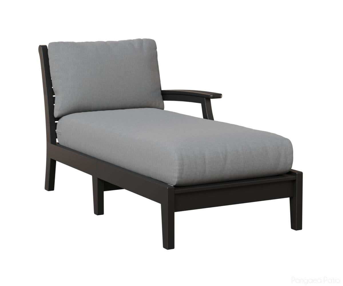 BGCTLCL3163B-Berlin Gardens-Classic Terrace Left Arm Chaise Lounge-Black BG-Pangaea Patio