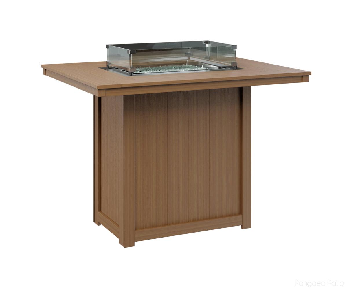 BGDRFT4254BNT-Berlin Gardens-Donoma 42" x 54" Rectangular Fire Table - Bar Height-Natural Teak BG-Pangaea Patio