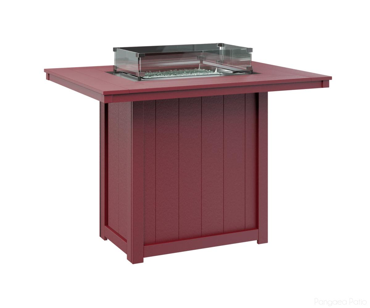 BGDRFT4254BSR-Berlin Gardens-Donoma 42" x 54" Rectangular Fire Table - Bar Height-Scarlet Red BG-Pangaea Patio