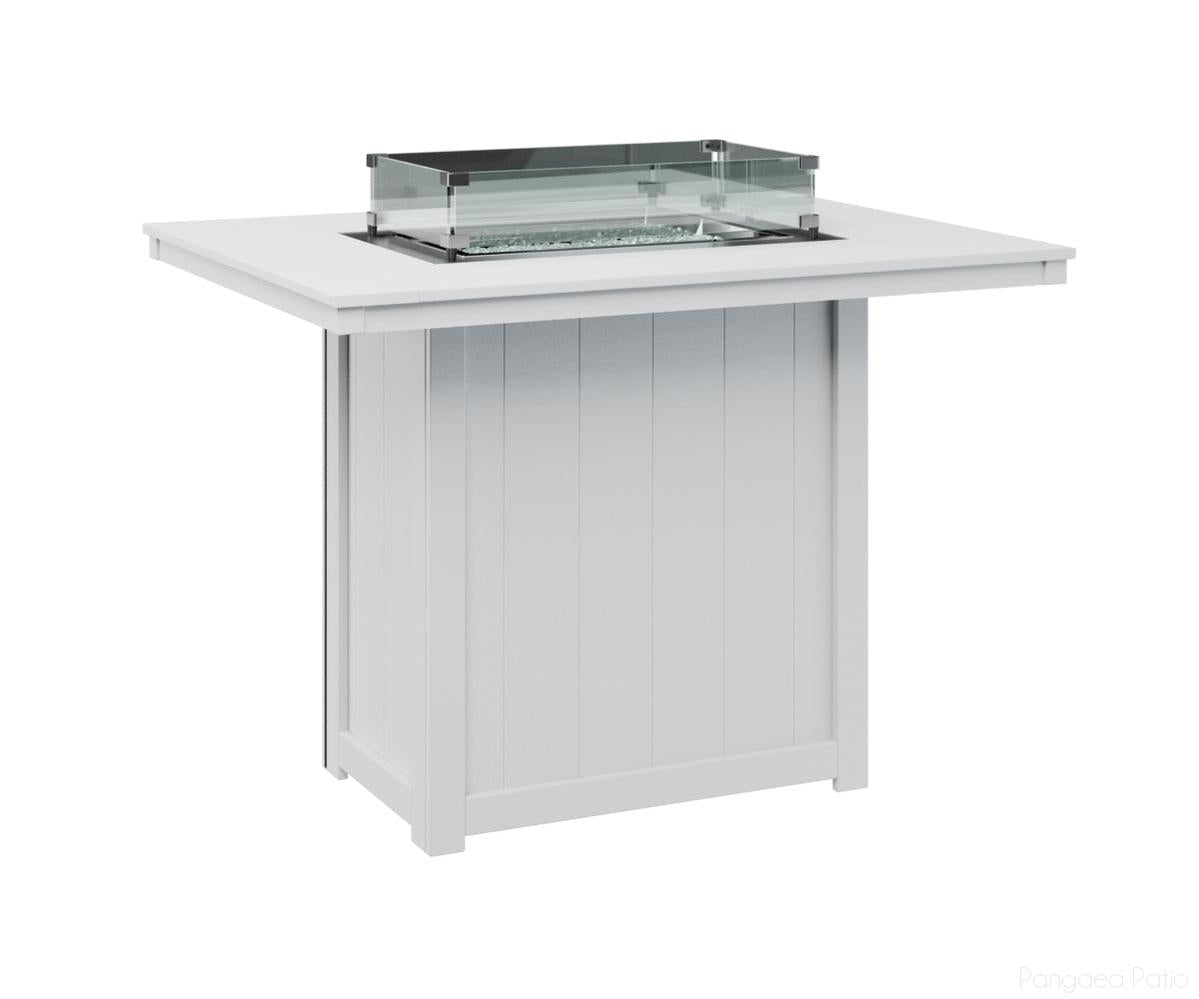 BGDRFT4254BW-Berlin Gardens-Donoma 42" x 54" Rectangular Fire Table - Bar Height-White BG-Pangaea Patio