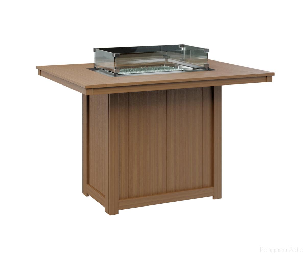 BGDRFT4254CNT-Berlin Gardens-Donoma 42" x 54" Rectangular Fire Table - Counter Height-Natural Teak BG-Pangaea Patio