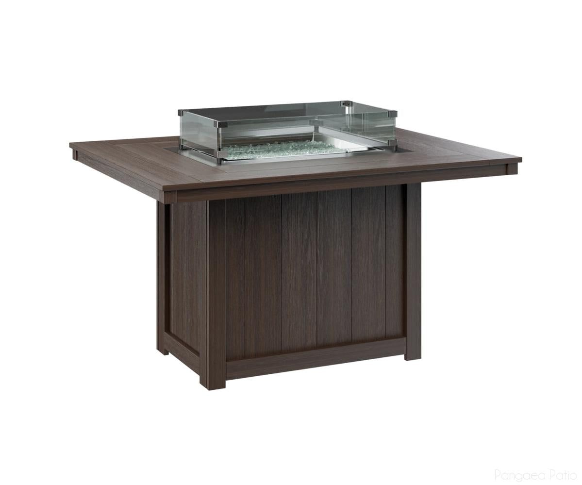 BGDRFT4254DBW-Berlin Gardens-Donoma 42" x 54" Rectangular Fire Table - Dining Height-Brazilian Walnut BG-Pangaea Patio