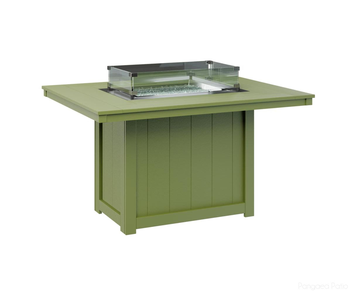 BGDRFT4254DKG-Berlin Gardens-Donoma 42" x 54" Rectangular Fire Table - Dining Height-Kiwi Green BG-Pangaea Patio