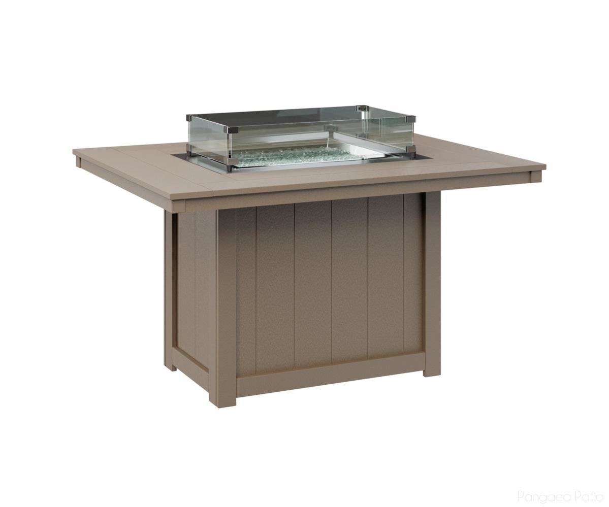 BGDRFT4254DWW-Berlin Gardens-Donoma 42" x 54" Rectangular Fire Table - Dining Height-Weatherwood BG-Pangaea Patio