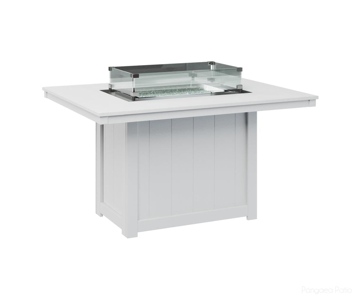 BGDRFT4254DW-Berlin Gardens-Donoma 42" x 54" Rectangular Fire Table - Dining Height-White BG-Pangaea Patio