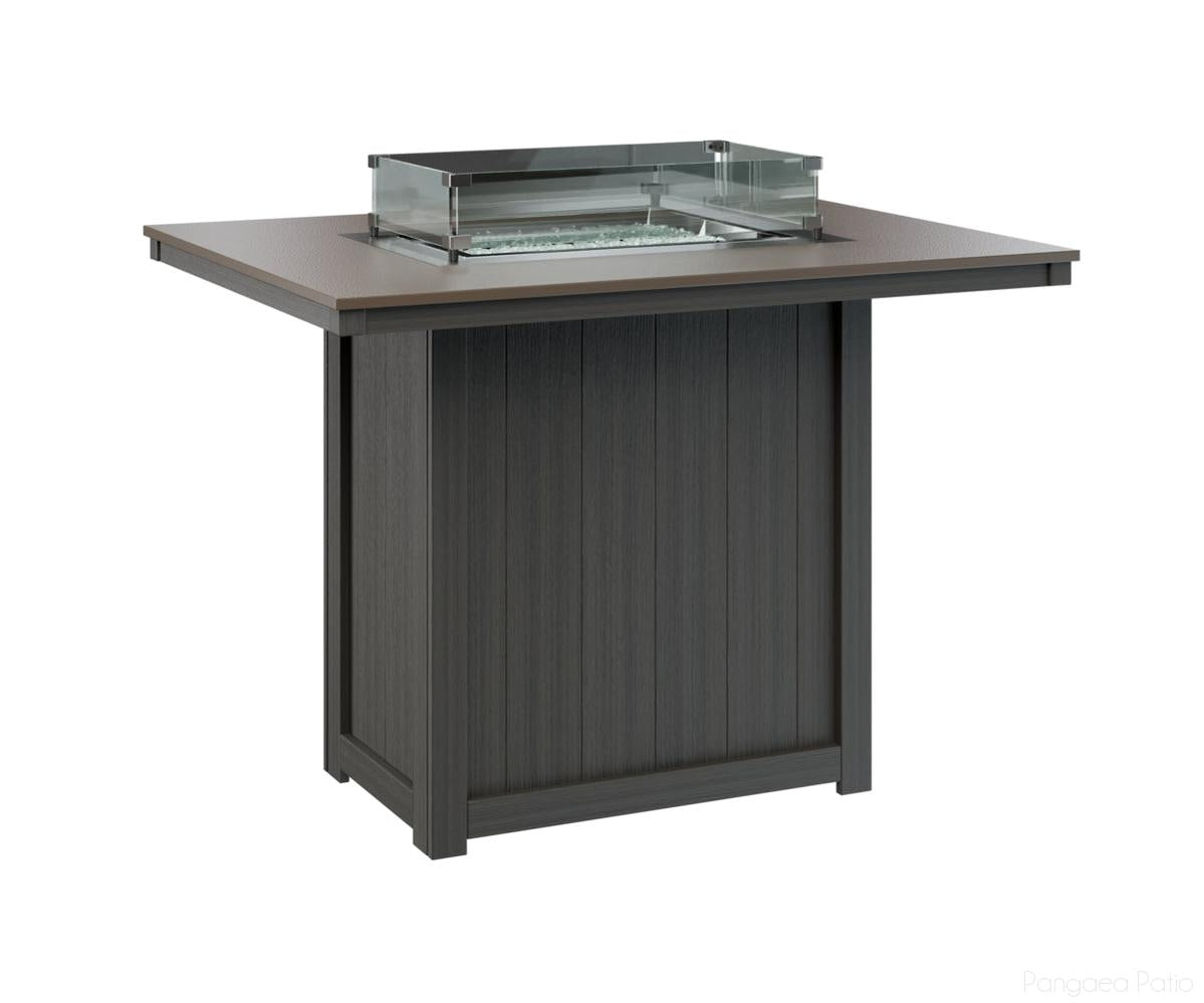 BGDHFT4254BBZCG-Berlin Gardens-Donoma 42" x 54" Rectangular Fire Table - Hammered Top - Bar Height-Bronze BG-Coastal Gray BG-Pangaea Patio