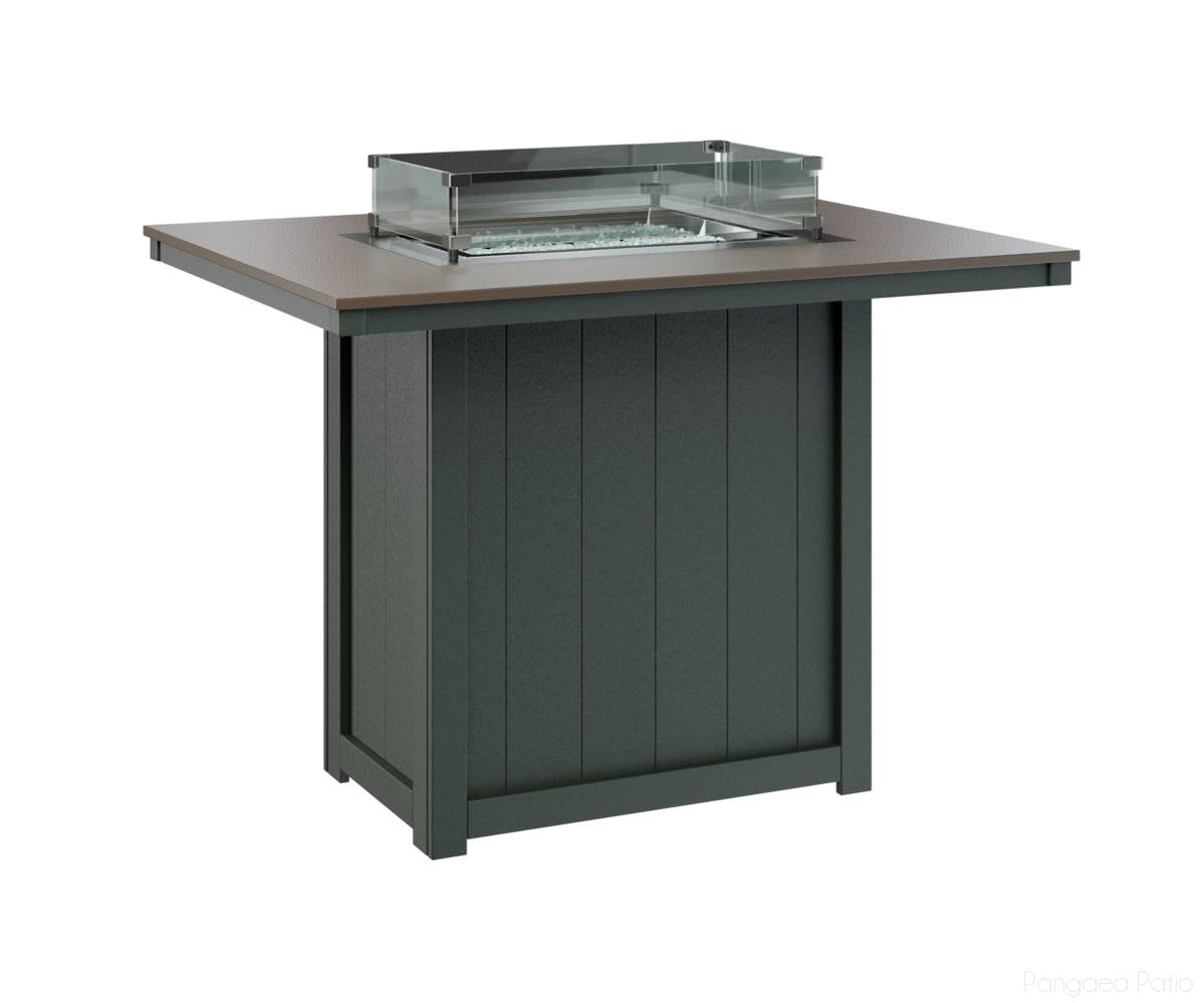 BGDHFT4254BBZGN-Berlin Gardens-Donoma 42" x 54" Rectangular Fire Table - Hammered Top - Bar Height-Bronze BG-Green BG-Pangaea Patio