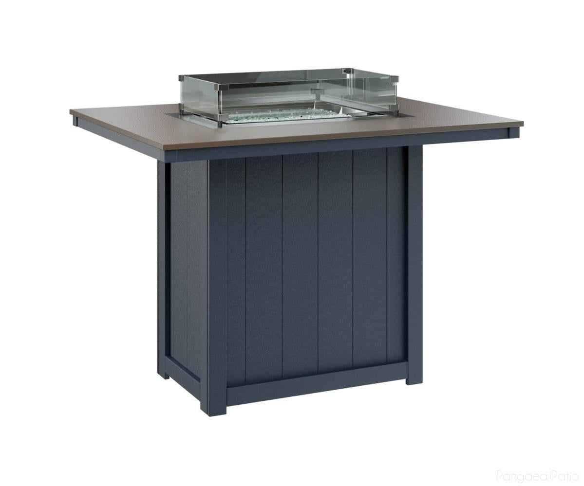BGDHFT4254BBZNB-Berlin Gardens-Donoma 42" x 54" Rectangular Fire Table - Hammered Top - Bar Height-Bronze BG-Navy Blue BG-Pangaea Patio