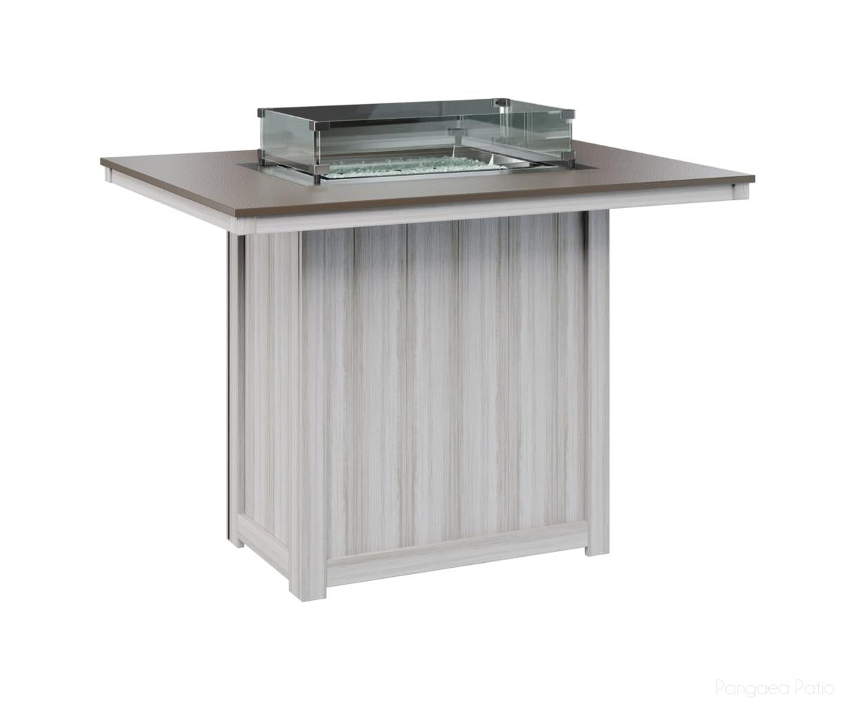 BGDHFT4254BBZSE-Berlin Gardens-Donoma 42" x 54" Rectangular Fire Table - Hammered Top - Bar Height-Bronze BG-Seashell BG-Pangaea Patio