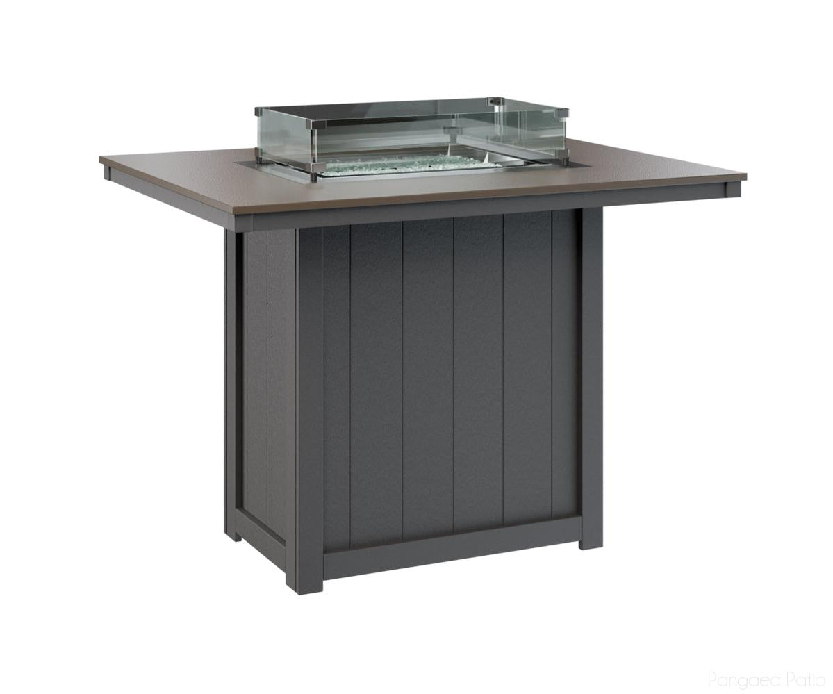 BGDHFT4254BBZSG-Berlin Gardens-Donoma 42" x 54" Rectangular Fire Table - Hammered Top - Bar Height-Bronze BG-Smoke Gray BG-Pangaea Patio