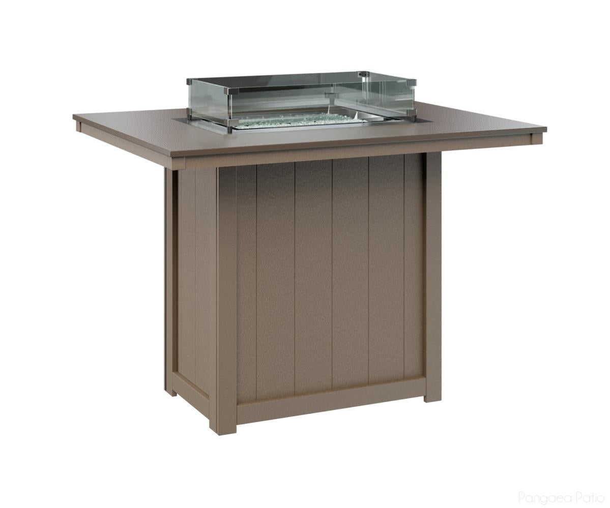 BGDHFT4254BBZWW-Berlin Gardens-Donoma 42" x 54" Rectangular Fire Table - Hammered Top - Bar Height-Bronze BG-Weatherwood BG-Pangaea Patio