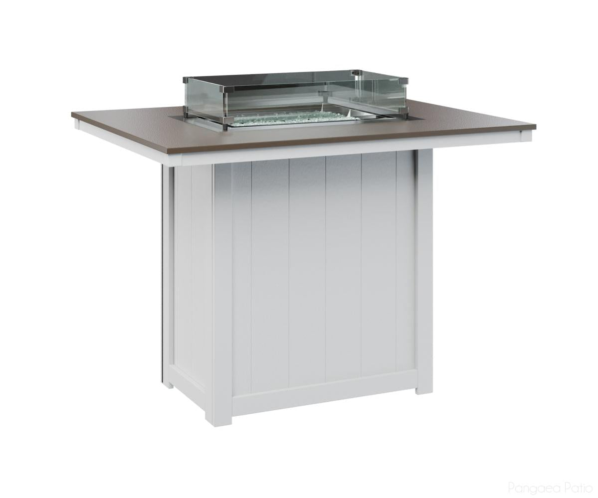 BGDHFT4254BBZWH-Berlin Gardens-Donoma 42" x 54" Rectangular Fire Table - Hammered Top - Bar Height-Bronze BG-White BG-Pangaea Patio