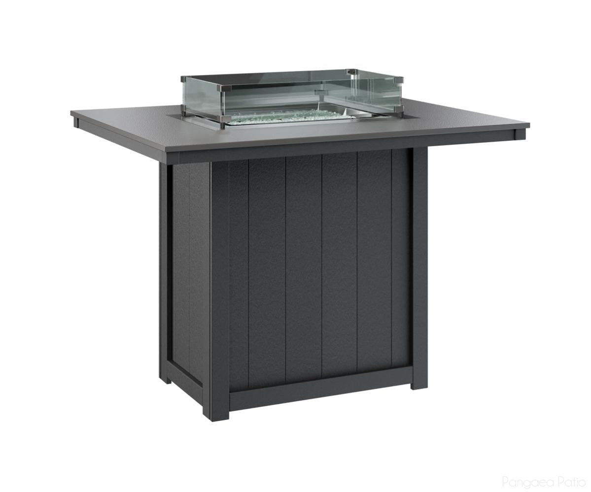BGDHFT4254BSTBK-Berlin Gardens-Donoma 42" x 54" Rectangular Fire Table - Hammered Top - Bar Height-Stainless BG-Black BG-Pangaea Patio